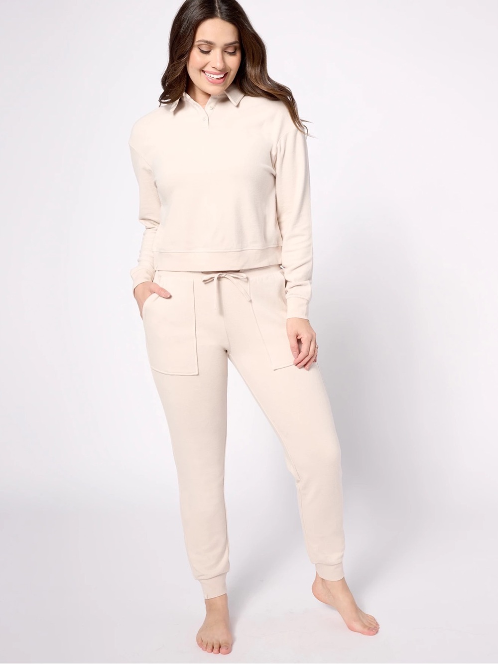 Barefoot Dreams Women's Neutral Cream Drawstring Joggers